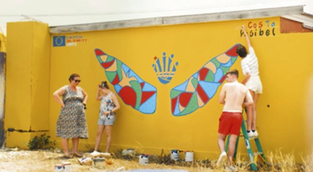 Foto van de muurschildering van het project